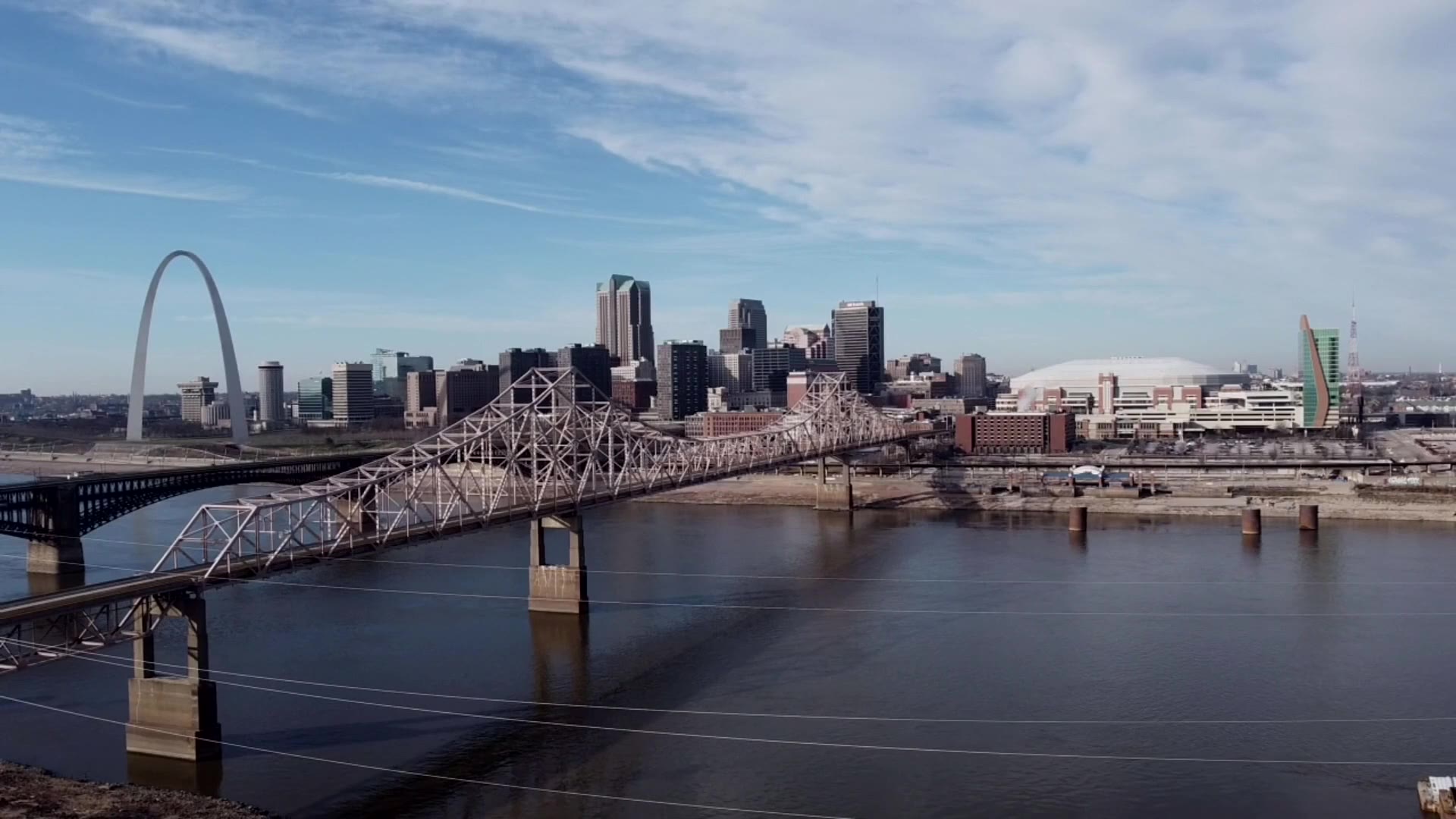The Gateway Arch and downtown St. Louis viewed across the river